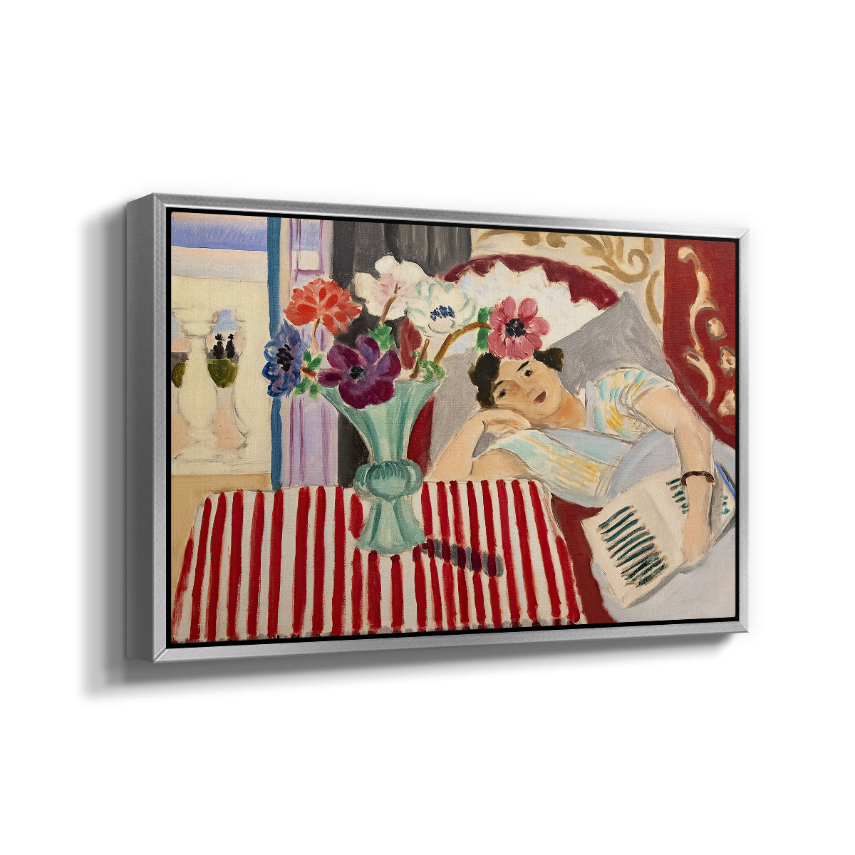 Woman with Anemones (Femme et anémones), c. 1920-1921 - Floater Framed Canvas Print