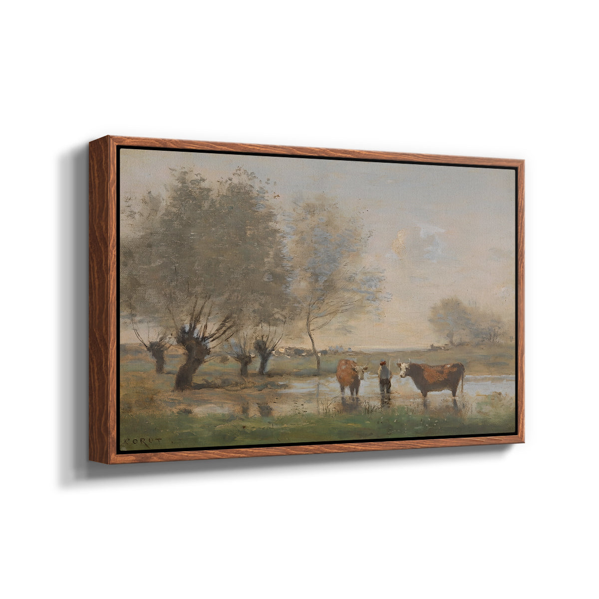 Cows in a Marshy Landscape, c. 1873-1874 - Floater Framed Canvas Print