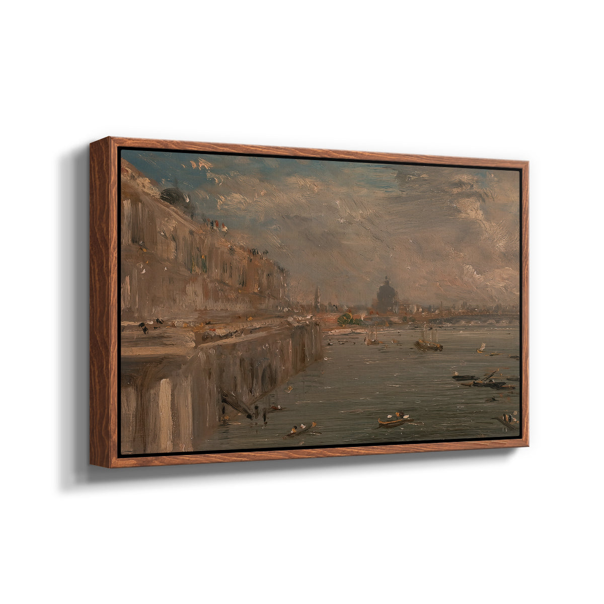 Somerset House Terrace from Waterloo Bridge, c. 1819 - Floater Framed Canvas Print