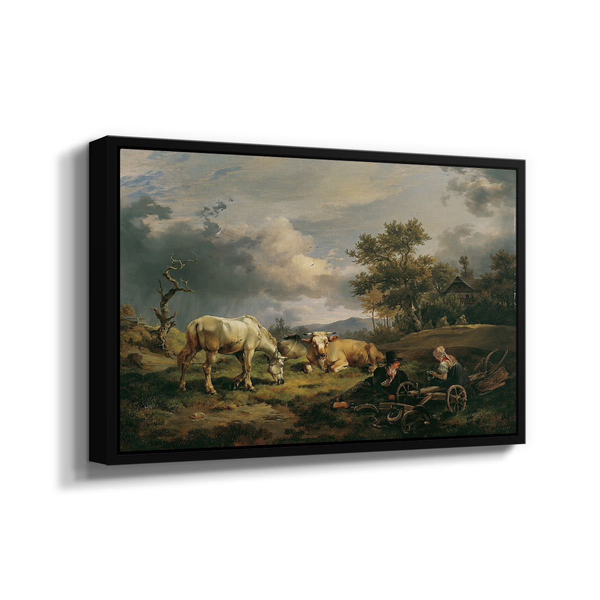 Young Peasant Couple Resting in the Field, 1829 - Floater Framed Canvas Print