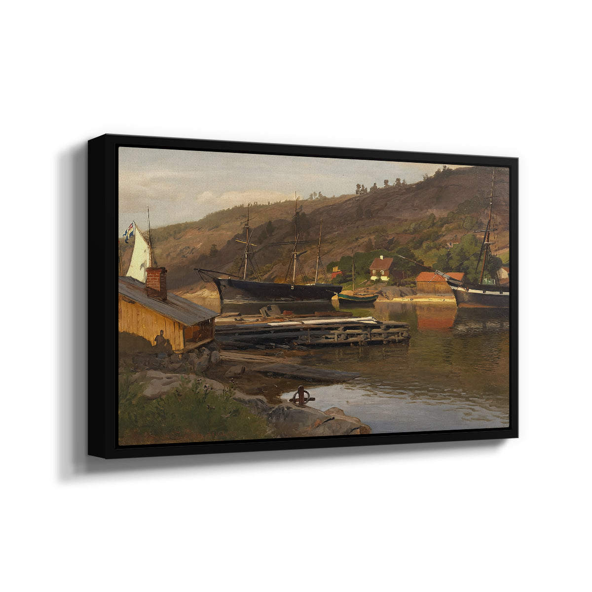 Landingsbrygge Husvik, Drøbak, 1875 - Floater Framed Canvas Print