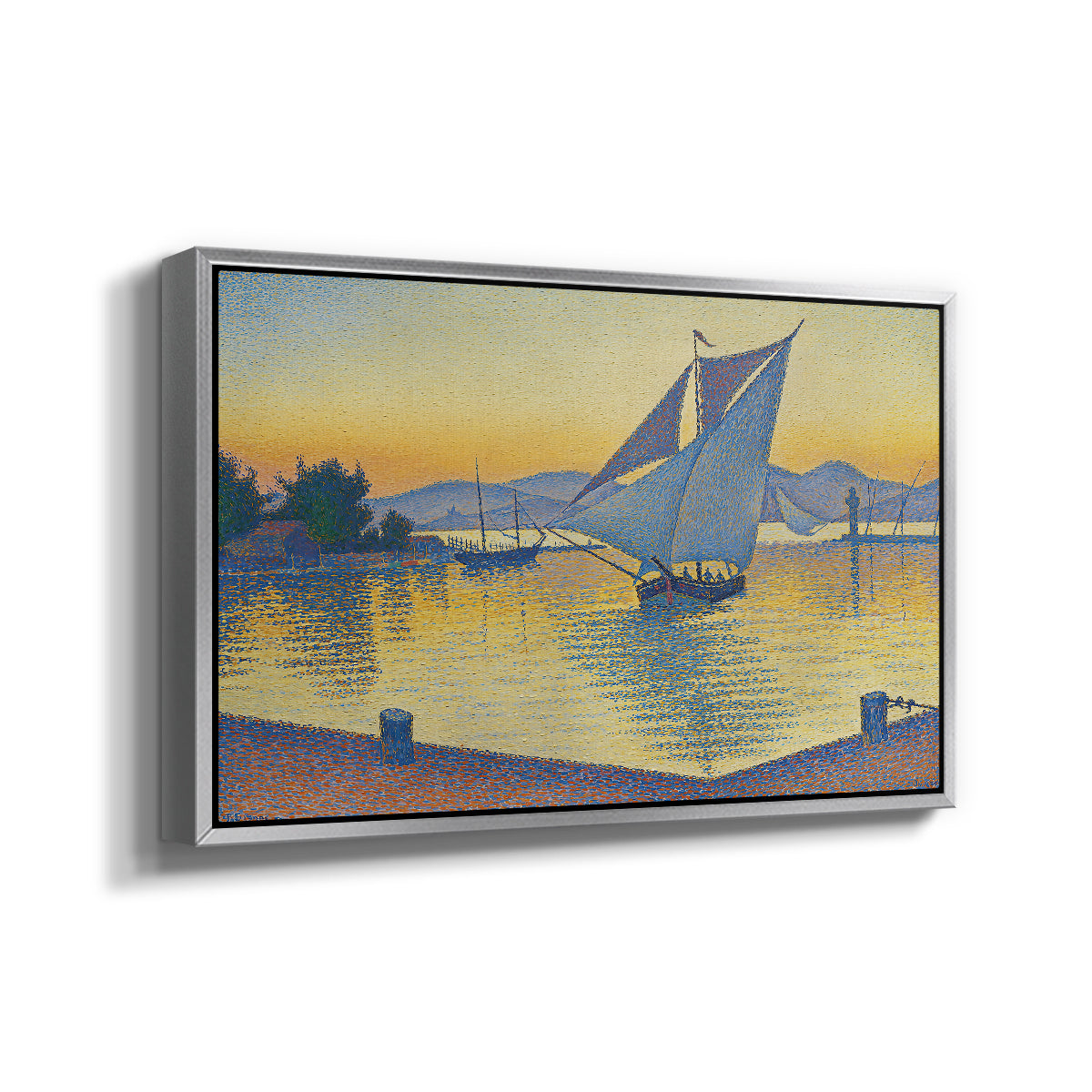 The Port at Sunset, Opus 236, Saint Tropez, 1892 - Floater Framed Canvas Print