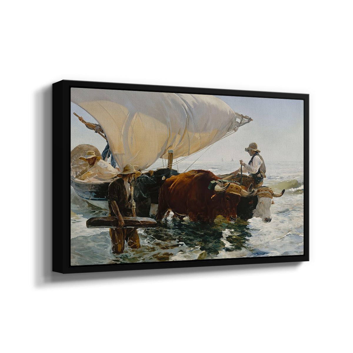 The Return from Fishing: Hauling the Boat, 1894 - Floater Framed Canvas Print