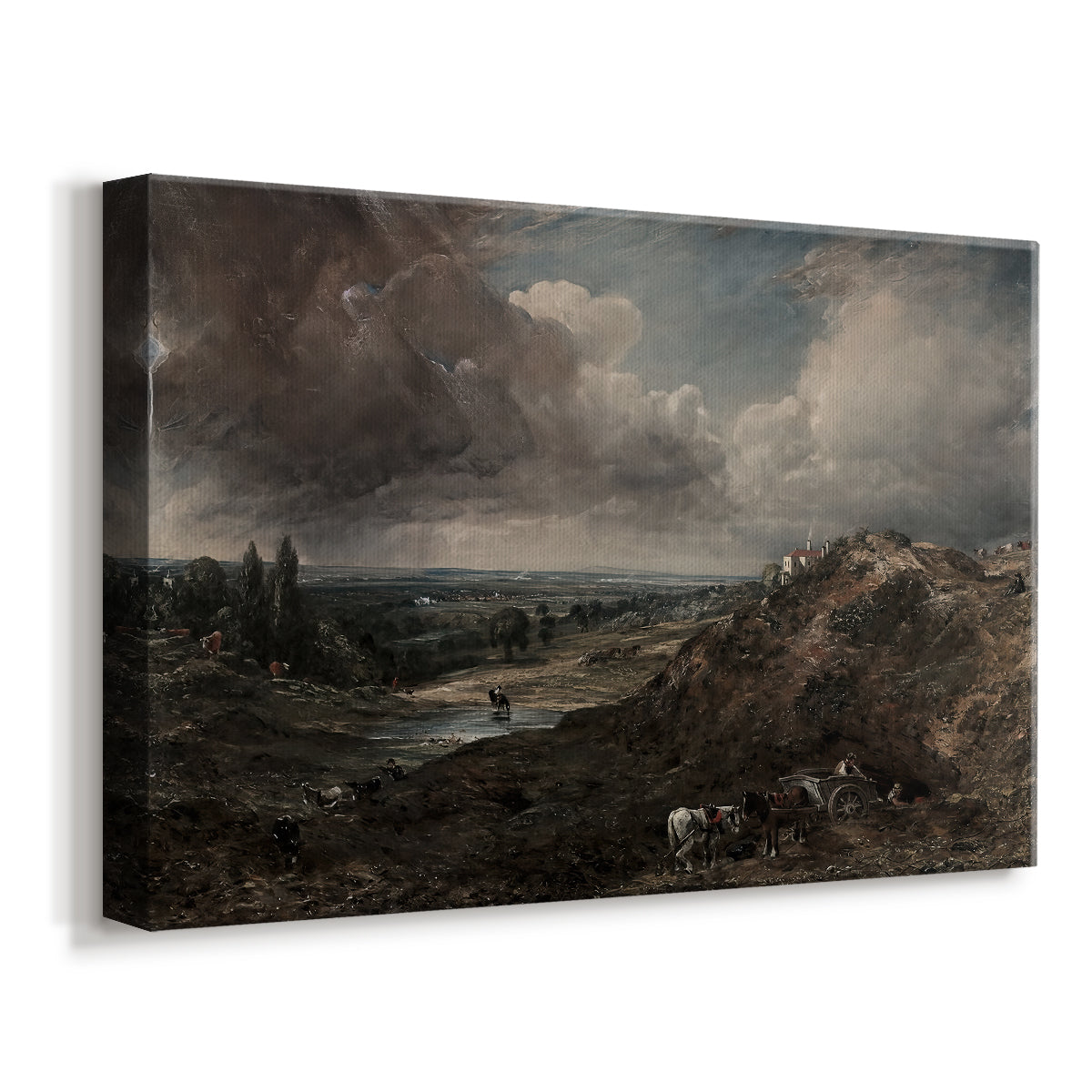 Canvas art print featuring a natural scene with water and vegetation, displayed at an angle
