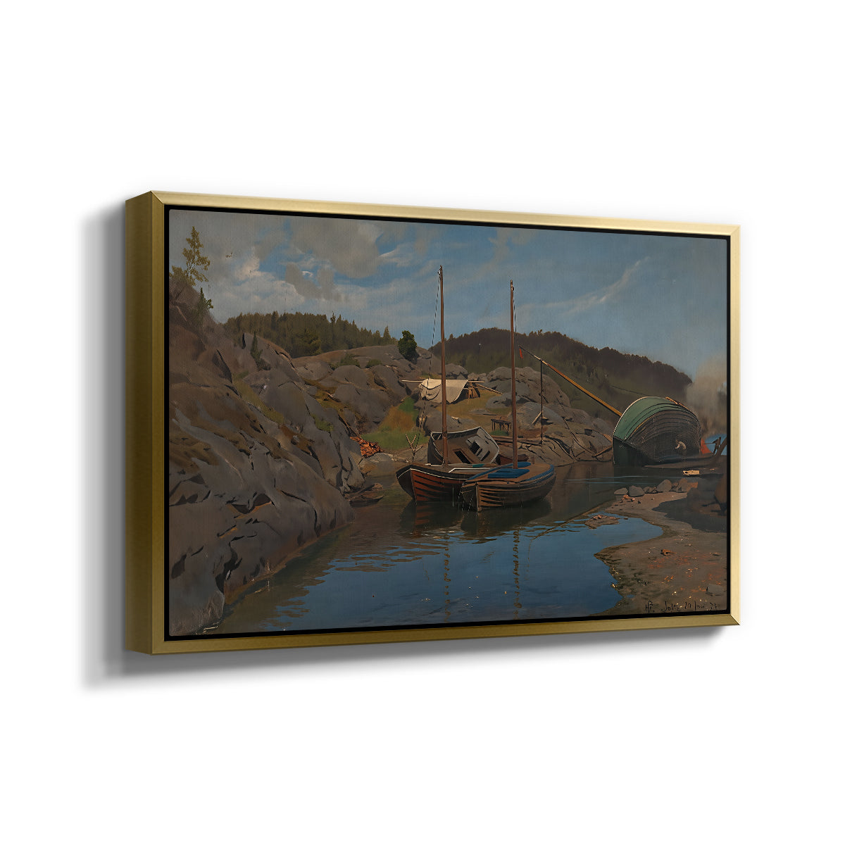 Pilotboats, 1875 - Floater Framed Canvas Print