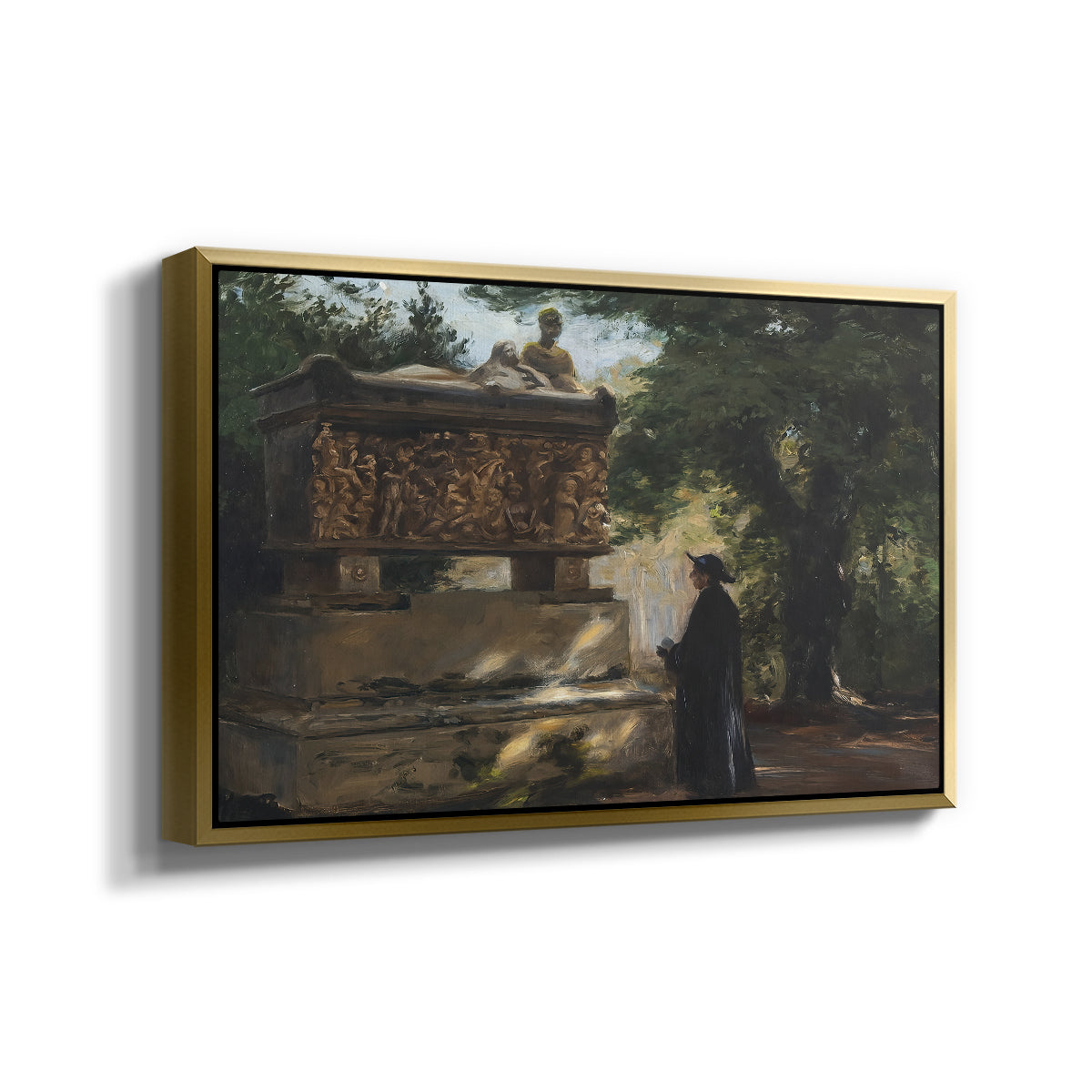 A Catholic Priest in Front of a Sarcophagus, c. 1857 - Floater Framed Canvas Print