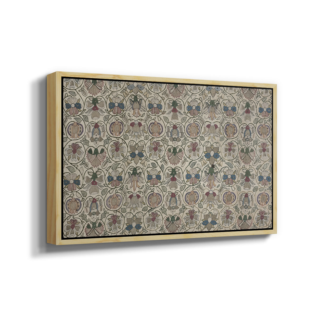 Long Cushion Cover (Printed Textile), c. 1600 - Floater Framed Canvas Print