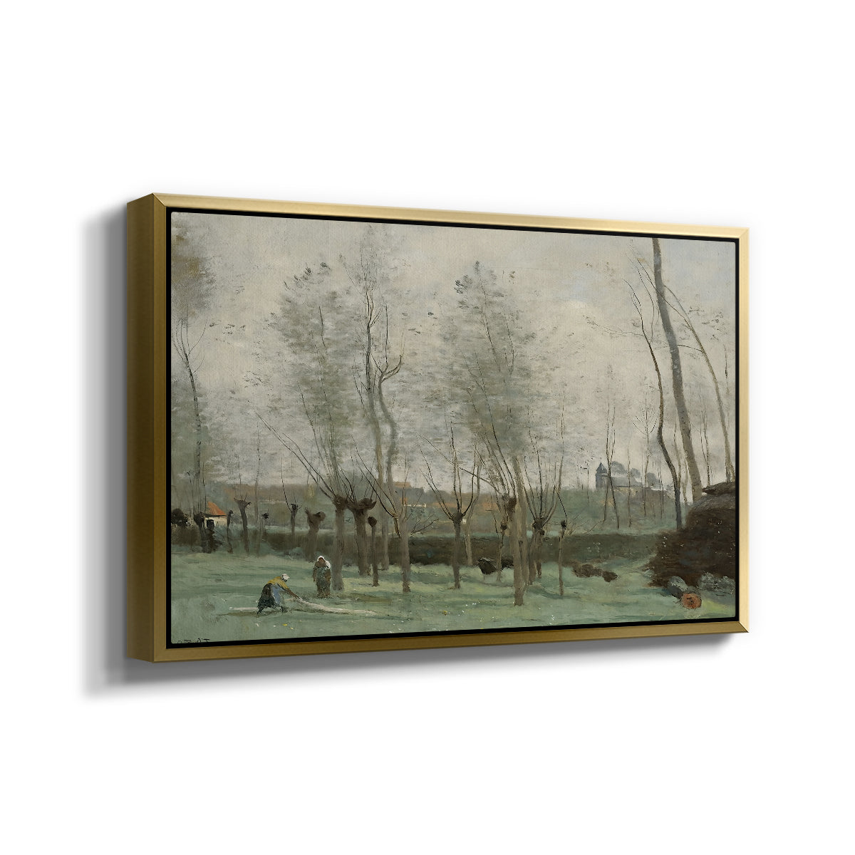 Washerwomen in a Willow Grove, c. 1871 - Floater Framed Canvas Print