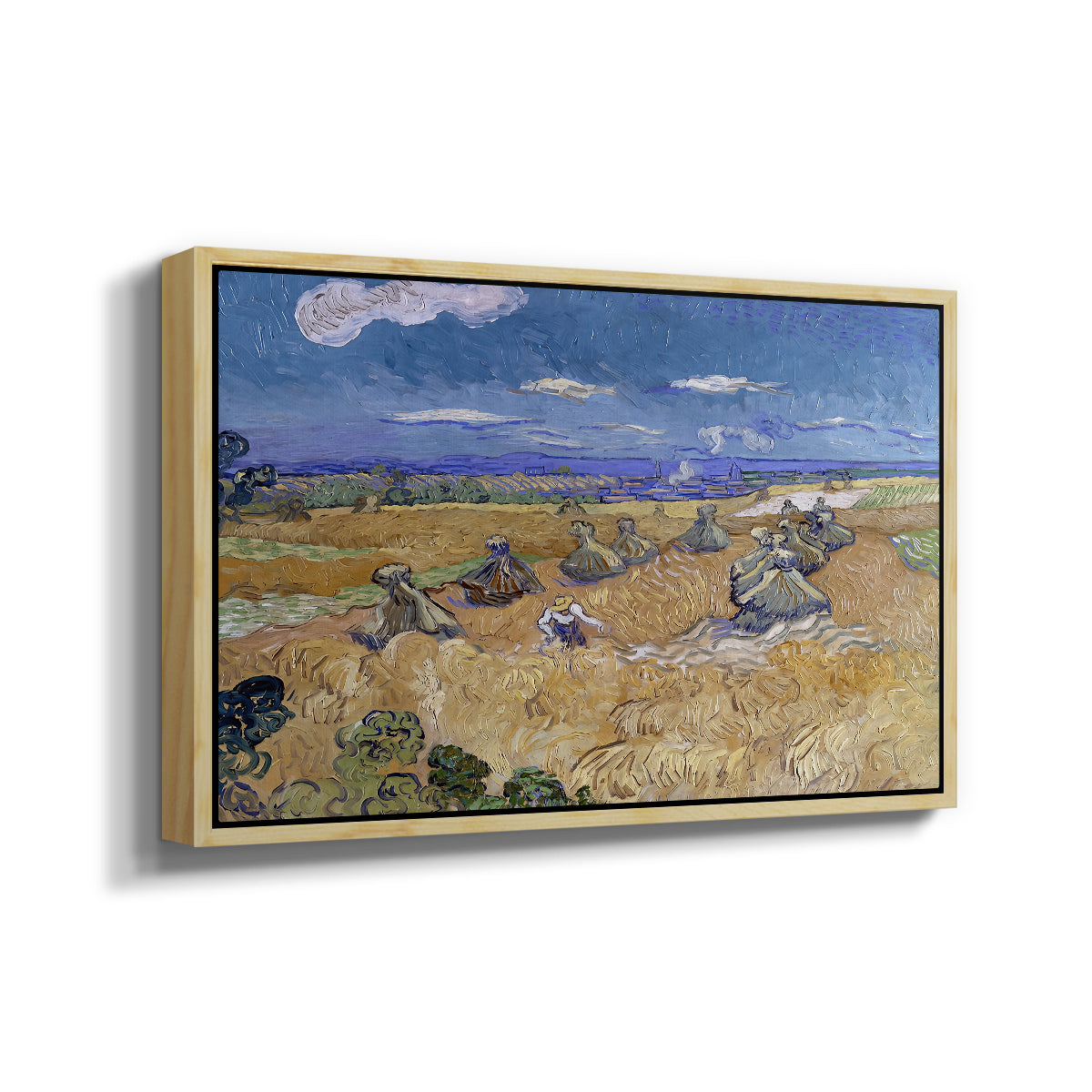 Wheat Field with Reaper, Auvers, 1888 - Floater Framed Canvas Print