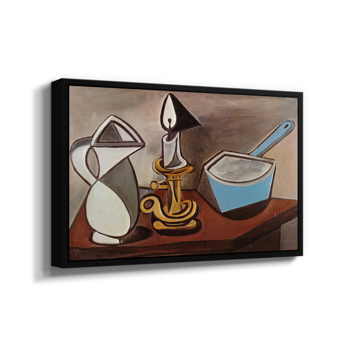 Jug, Candle, and Enamel Pan, 1950 - Floater Framed Canvas Print