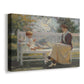 Canvas art print featuring an impressionist family scene in garden, displayed at an angle