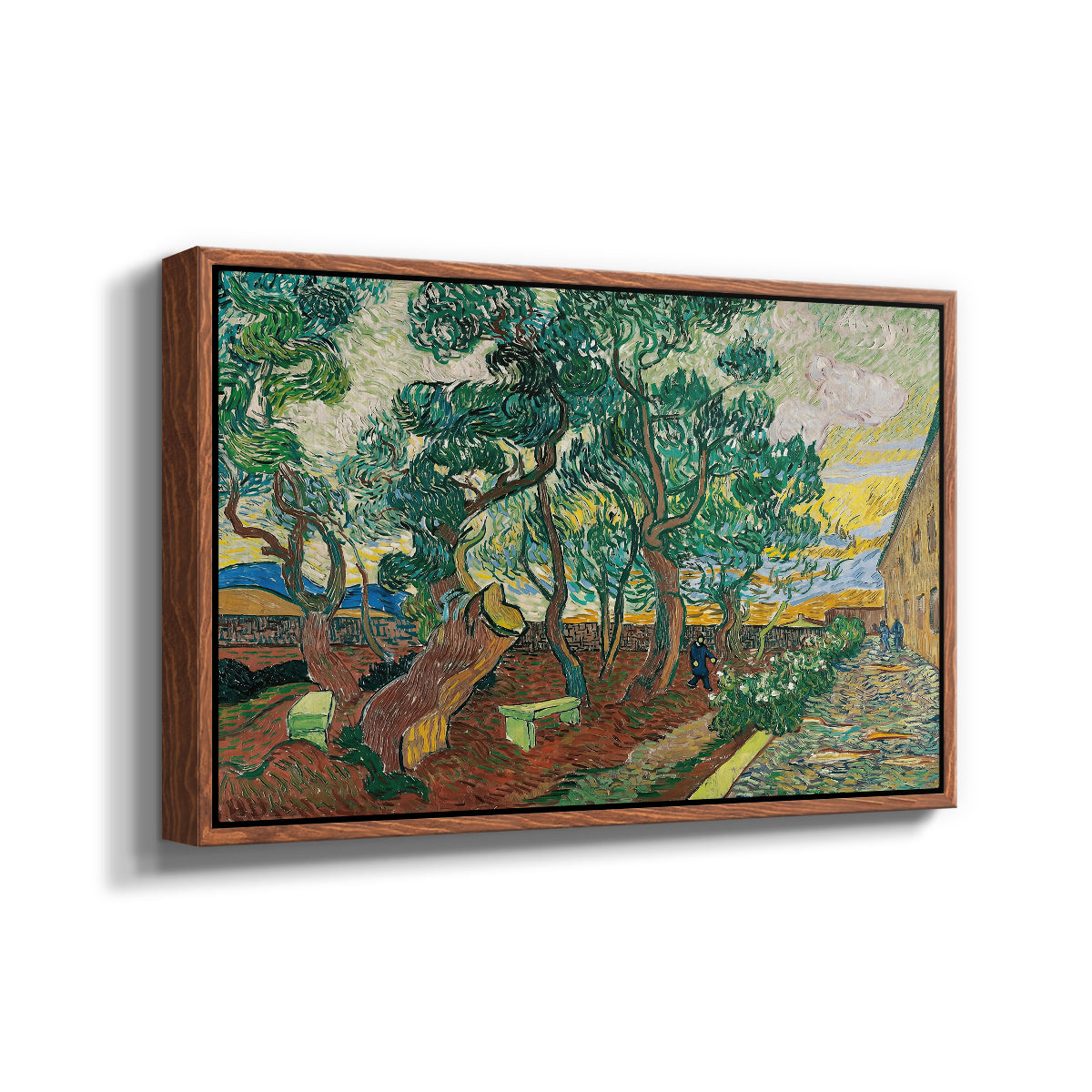The Garden of Saint-Paul Hospital, 1889 - Floater Framed Canvas Print