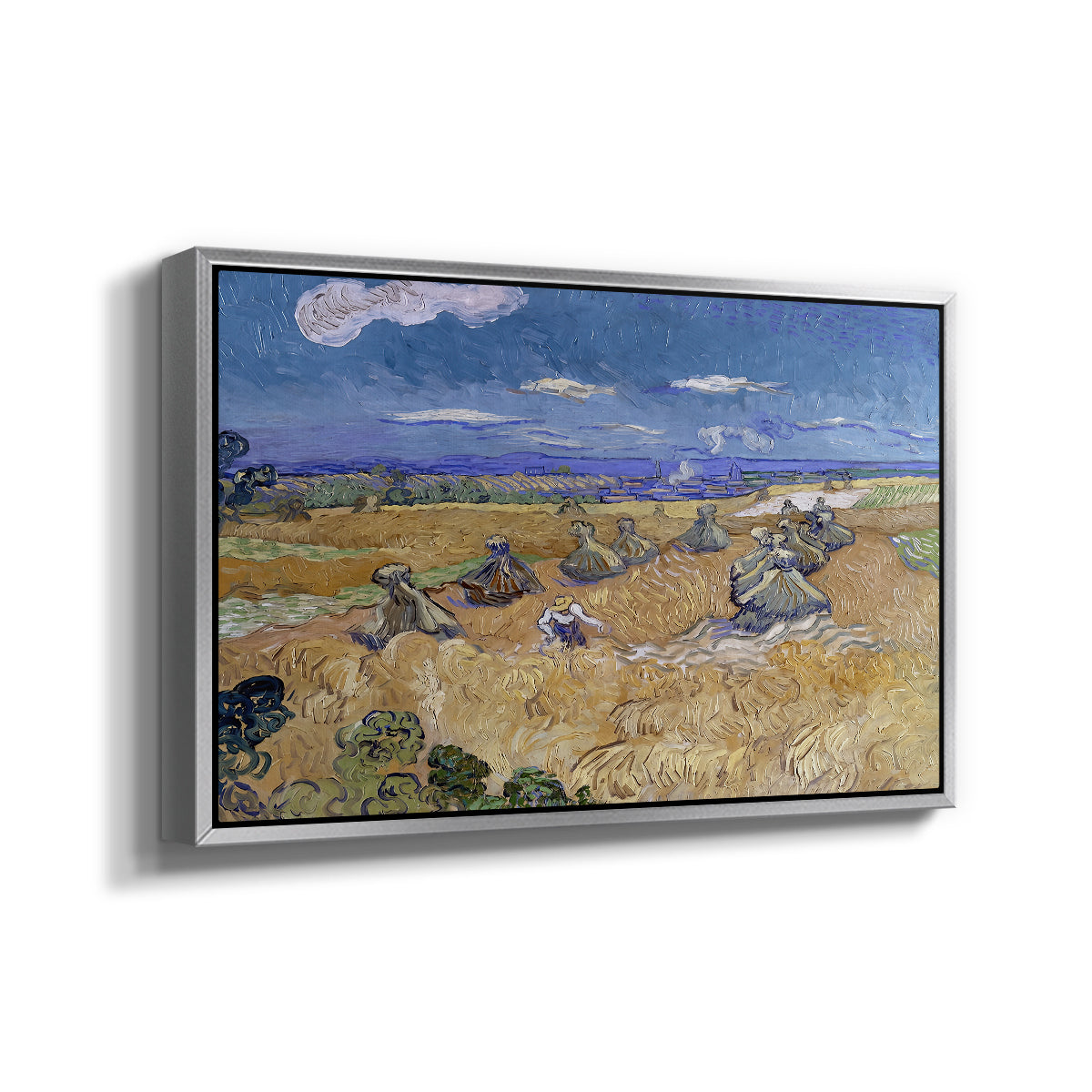 Wheat Field with Reaper, Auvers, 1888 - Floater Framed Canvas Print