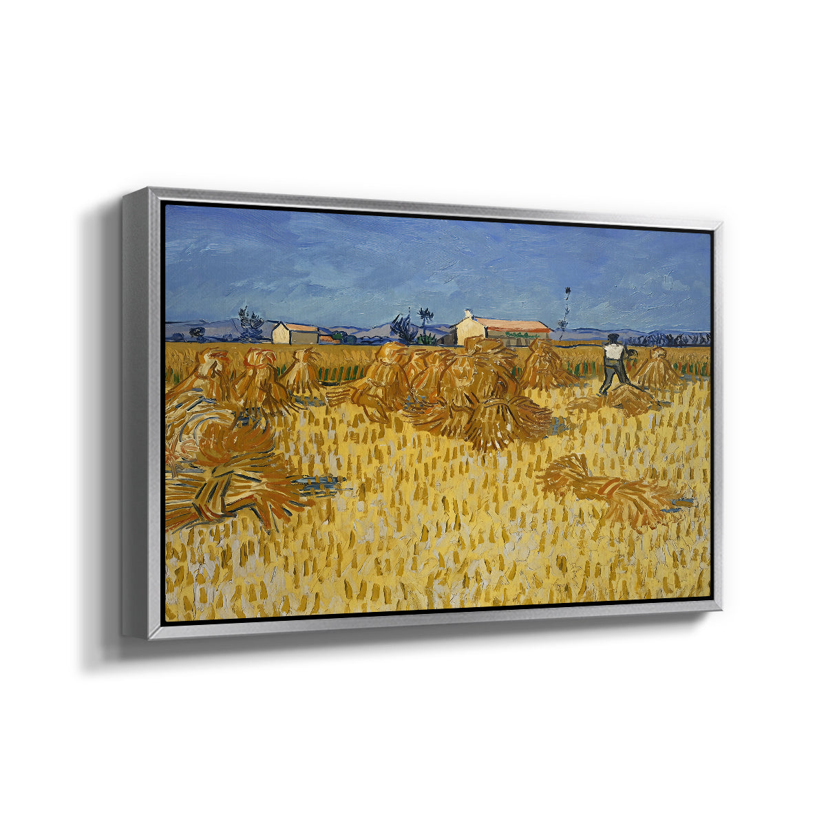 Wheat Field with Sheaves (Harvest in Provence), 1888 - Floater Framed Canvas Print