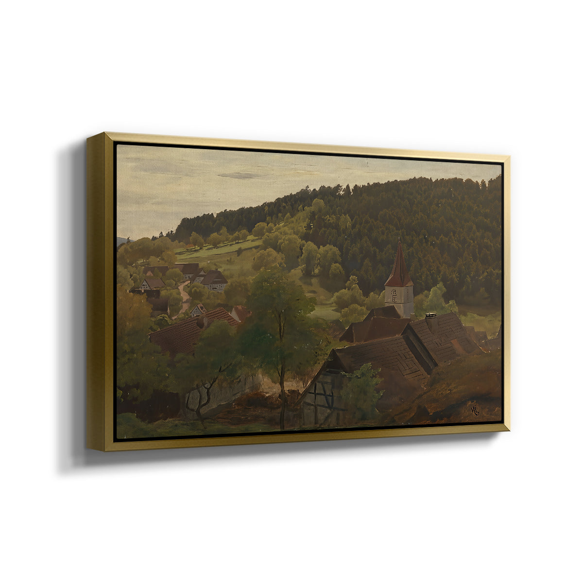 Landscape from Ebersteinburg in Baden, 1876 - Floater Framed Canvas Print
