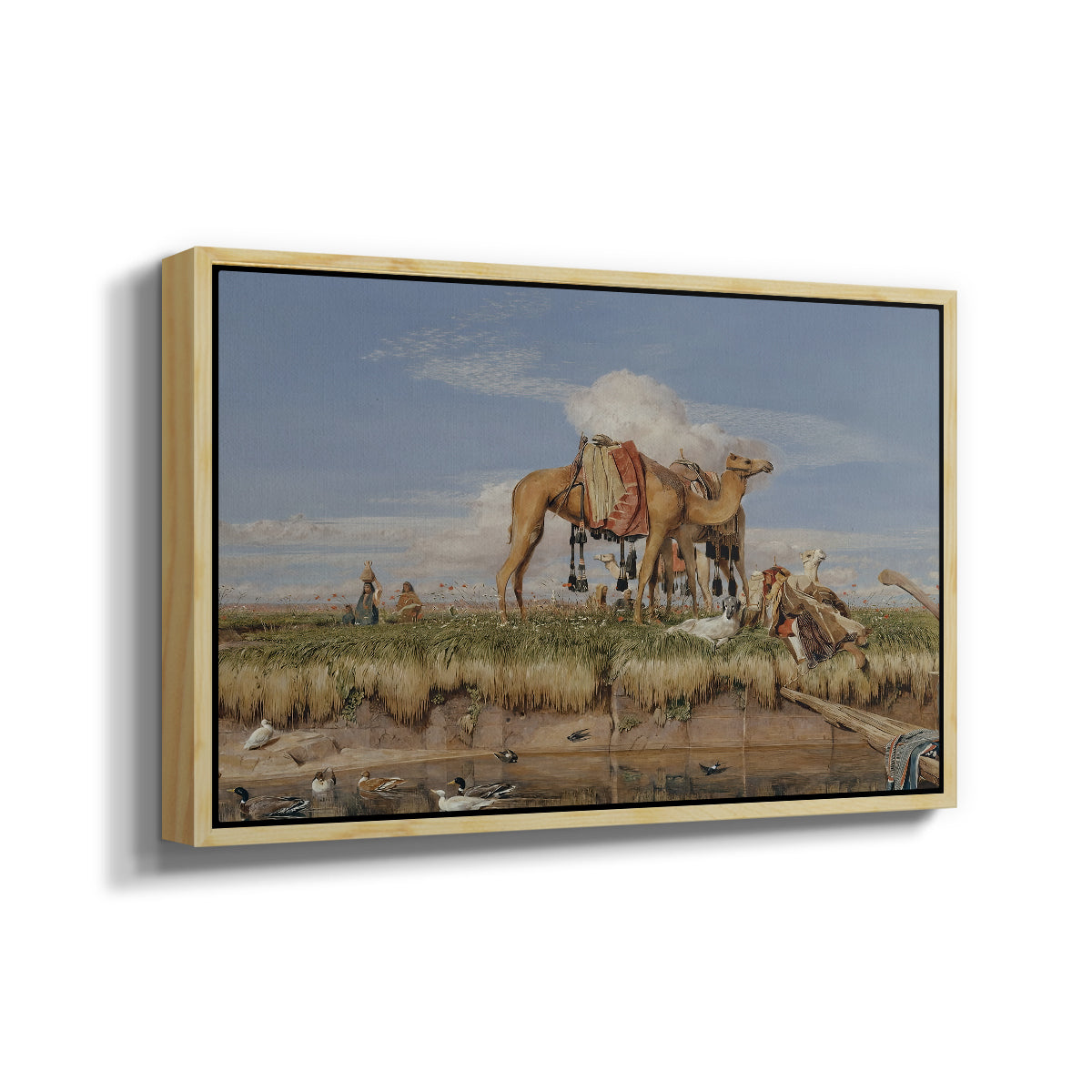 On the Banks of the Nile, Upper Egypt, 1876 - Floater Framed Canvas Print