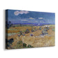 Canvas art print featuring a rural labor scene with reaper among crops, displayed at an angle