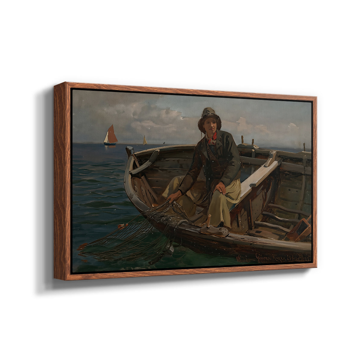 Fishermen from Rügen, 1882 - Floater Framed Canvas Print