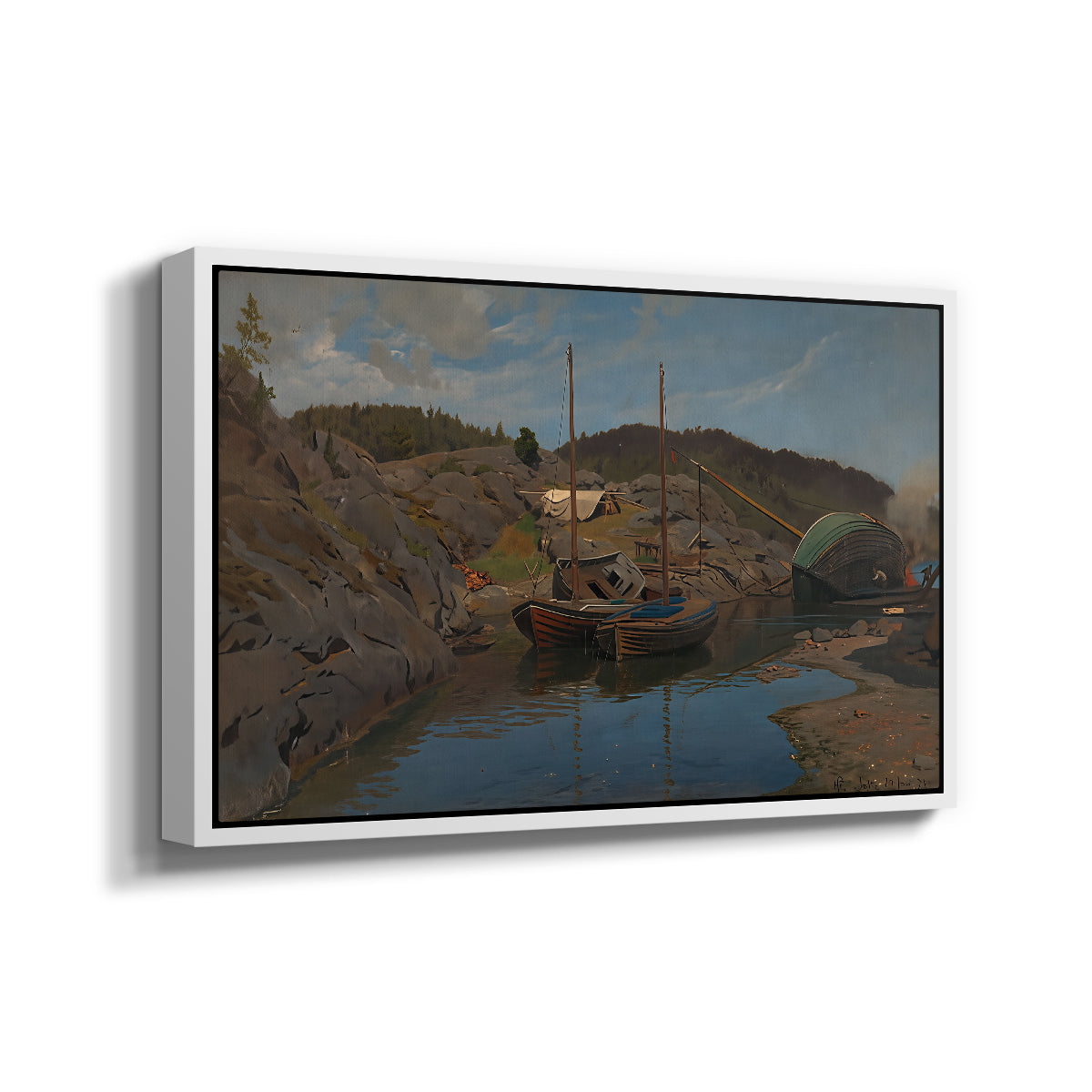 Pilotboats, 1875 - Floater Framed Canvas Print