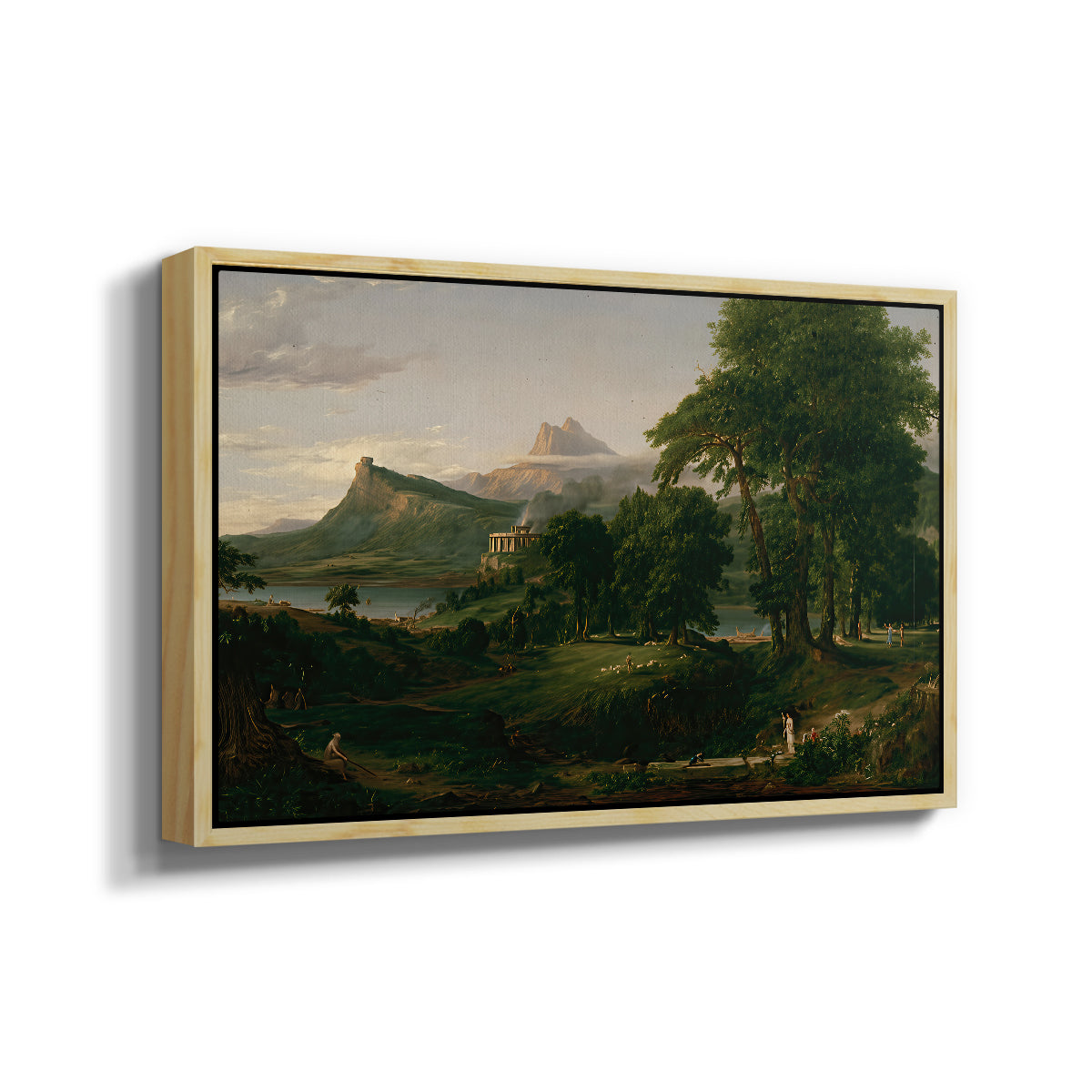 The Course of Empire: The Arcadian or Pastoral State, 1834 - Floater Framed Canvas Print
