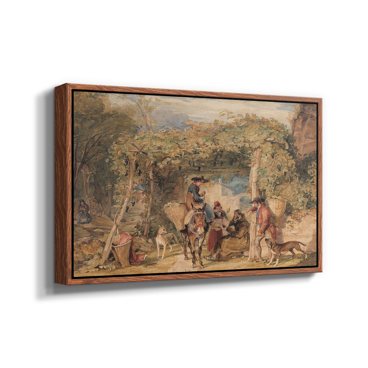 Figures and Animals in a Vineyard, c. 1829 - Floater Framed Canvas Print