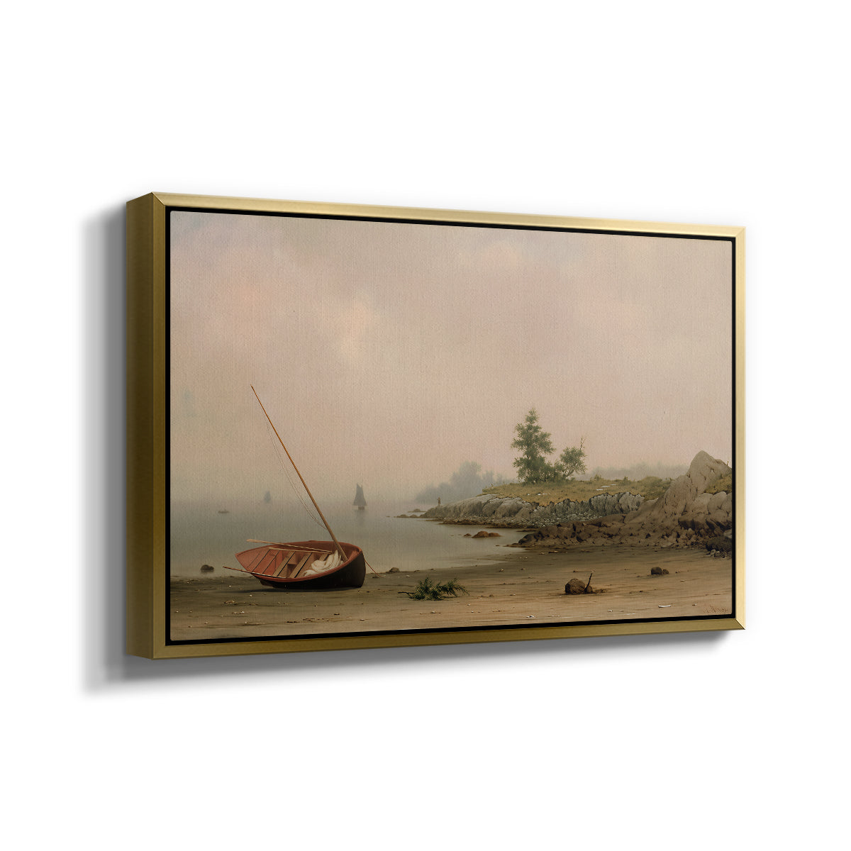 The Stranded Boat, 1863 - Floater Framed Canvas Print
