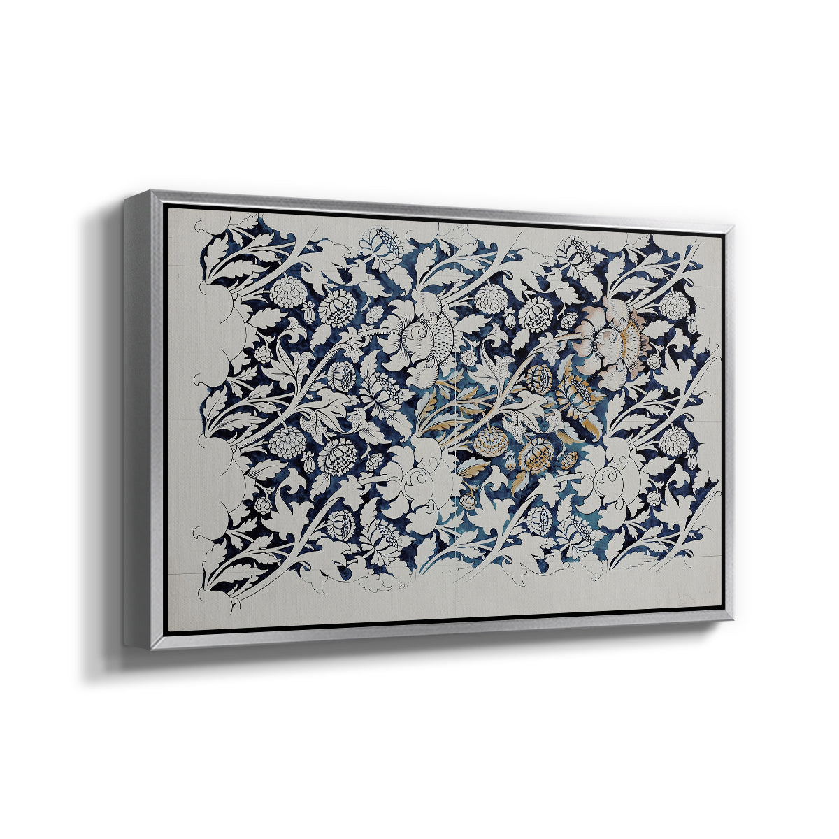 Watercolour for Printed Fabric Design: Wey, c. 1882-1883 - Floater Framed Canvas Print