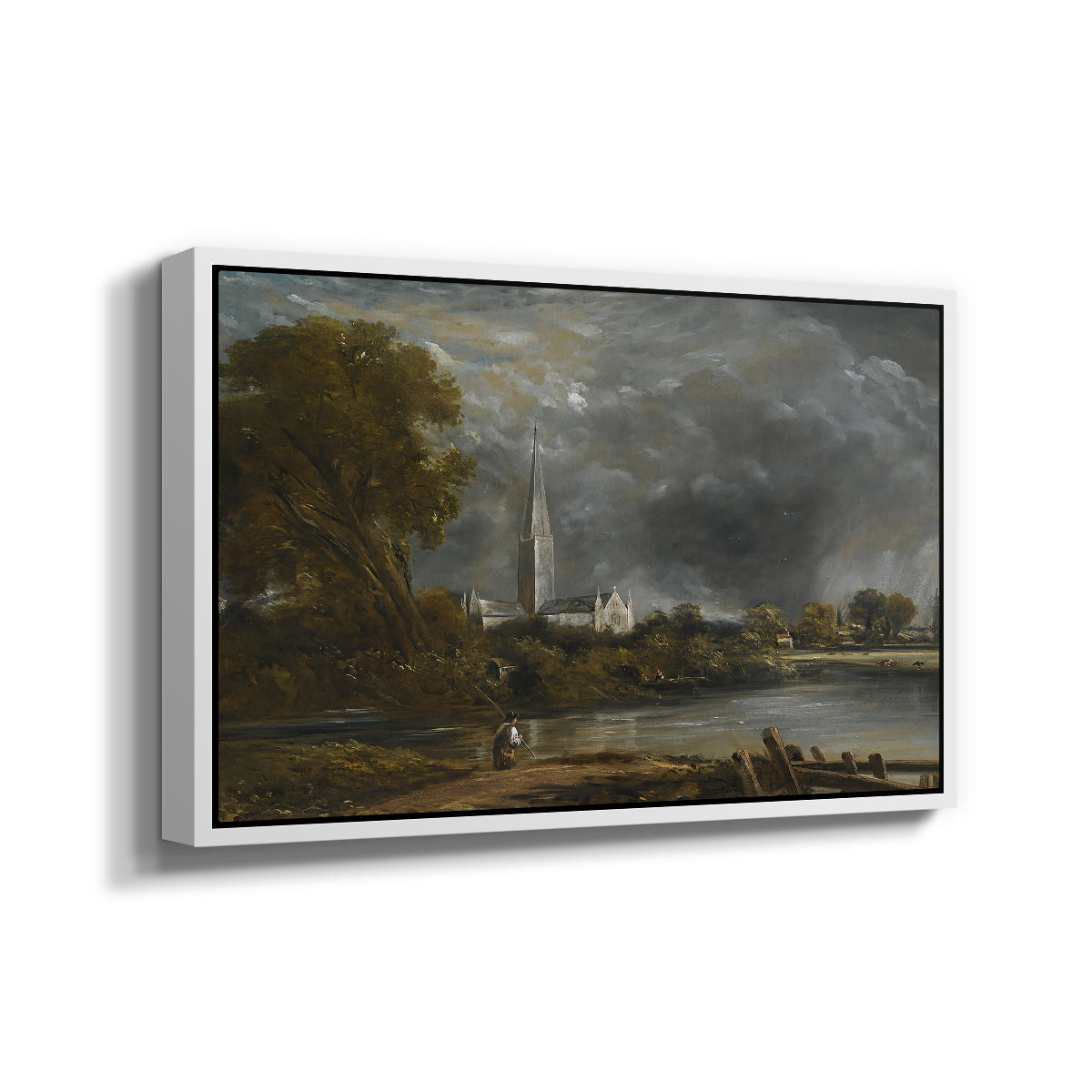 Salisbury Cathedral from the Meadows, c. 1831 - Floater Framed Canvas Print