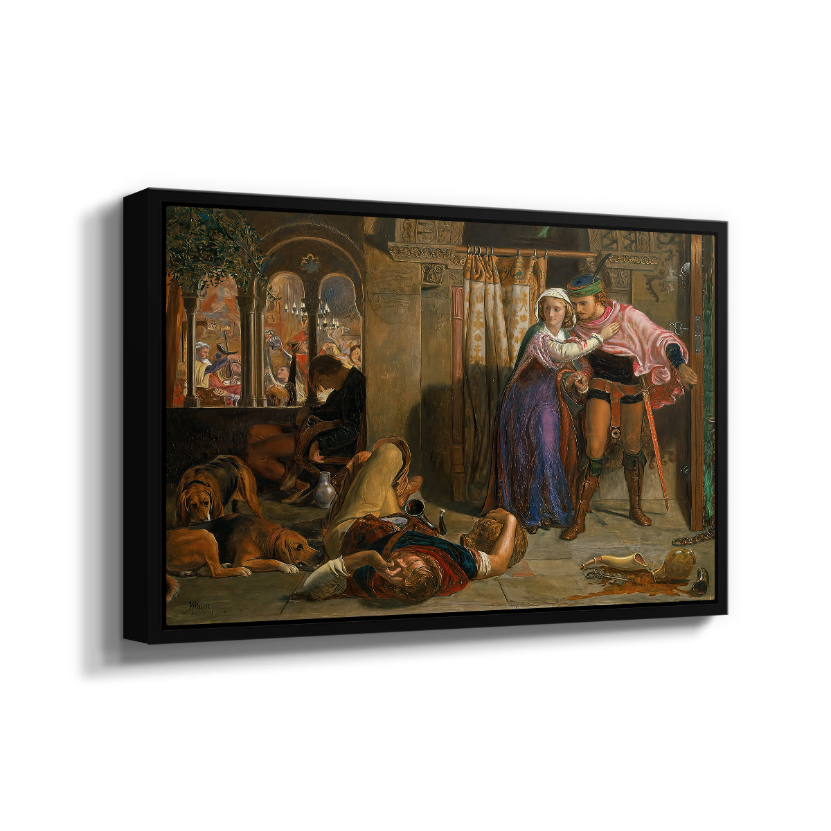 The Flight of Madeline and Porphyro, 1848 - Floater Framed Canvas Print