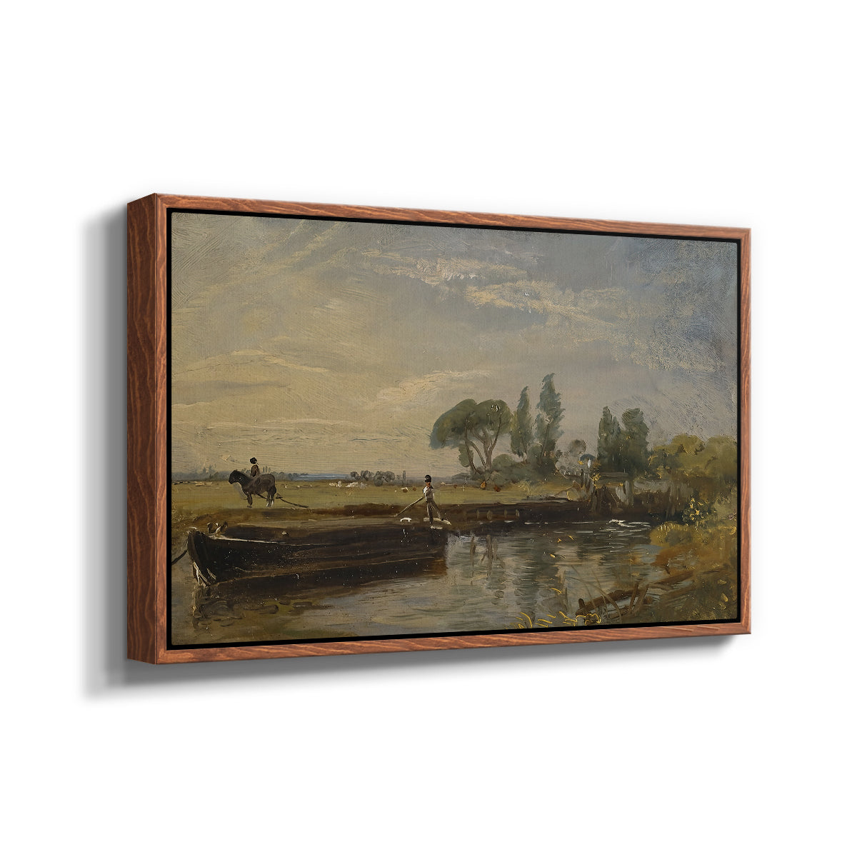Barge below Flatford Lock, c. 1810 - Floater Framed Canvas Print