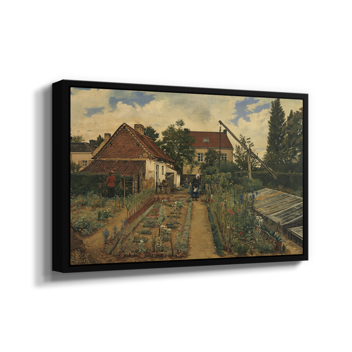 Garden of a Florist (The Flower Garden), 1864 - Floater Framed Canvas Print