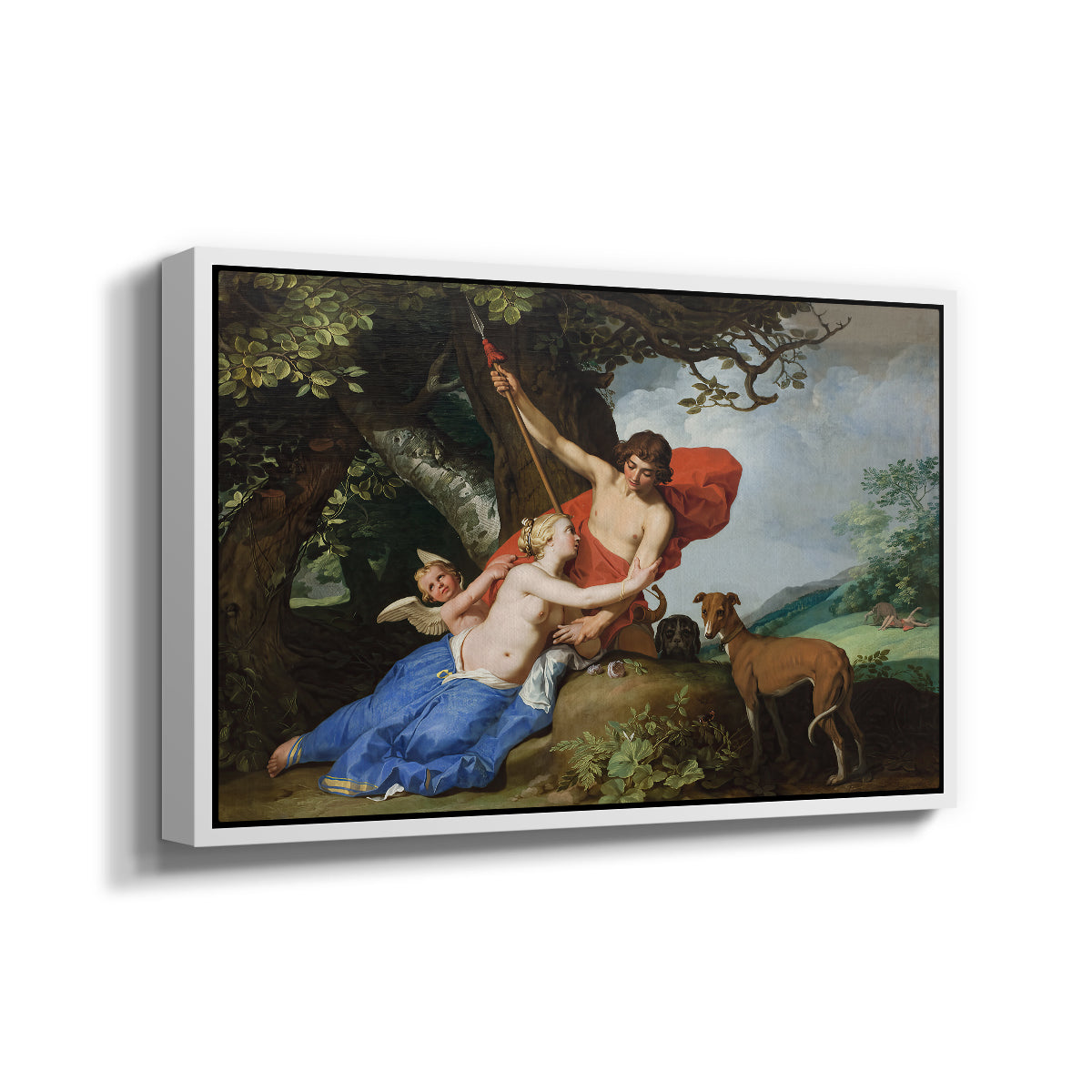 Venus and Adonis, 1632 - Floater Framed Canvas Print