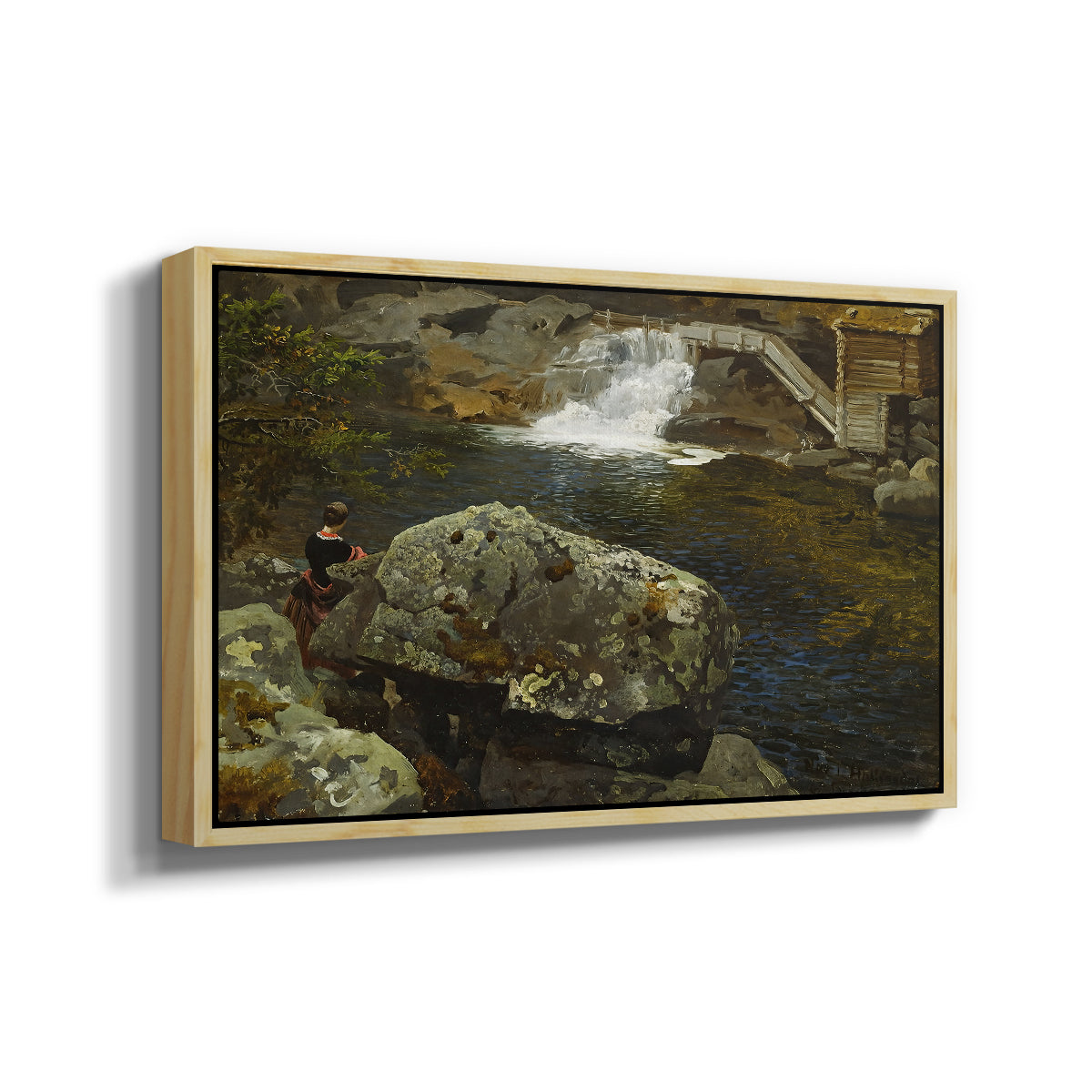 By the Mill Pond (En Mølledam), 1850 - Floater Framed Canvas Print
