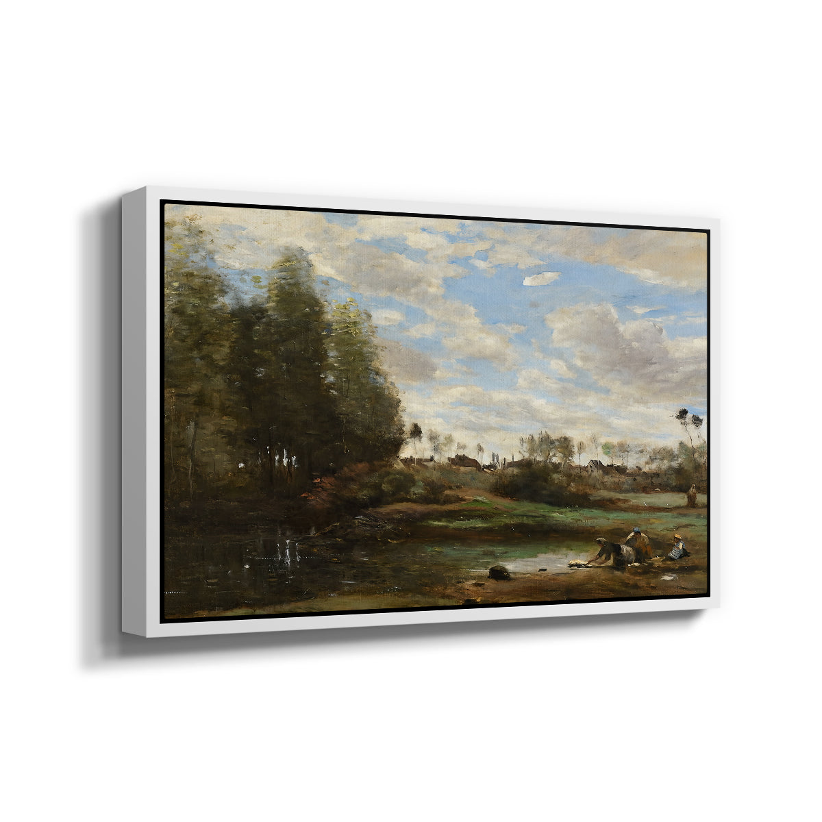 Washerwomen at the Water's Edge, c. 1860-1870 - Floater Framed Canvas Print