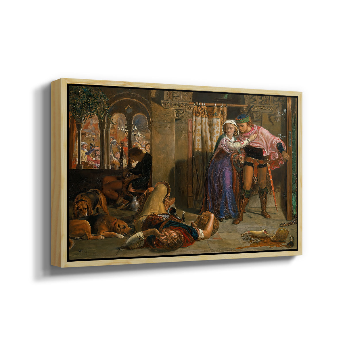 The Flight of Madeline and Porphyro, 1848 - Floater Framed Canvas Print