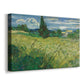 Canvas art print featuring an expressive rural landscape with strong vertical tree form, displayed at an angle