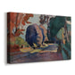Canvas art print featuring an expressive park scene with foliage and resting figure, displayed at an angle