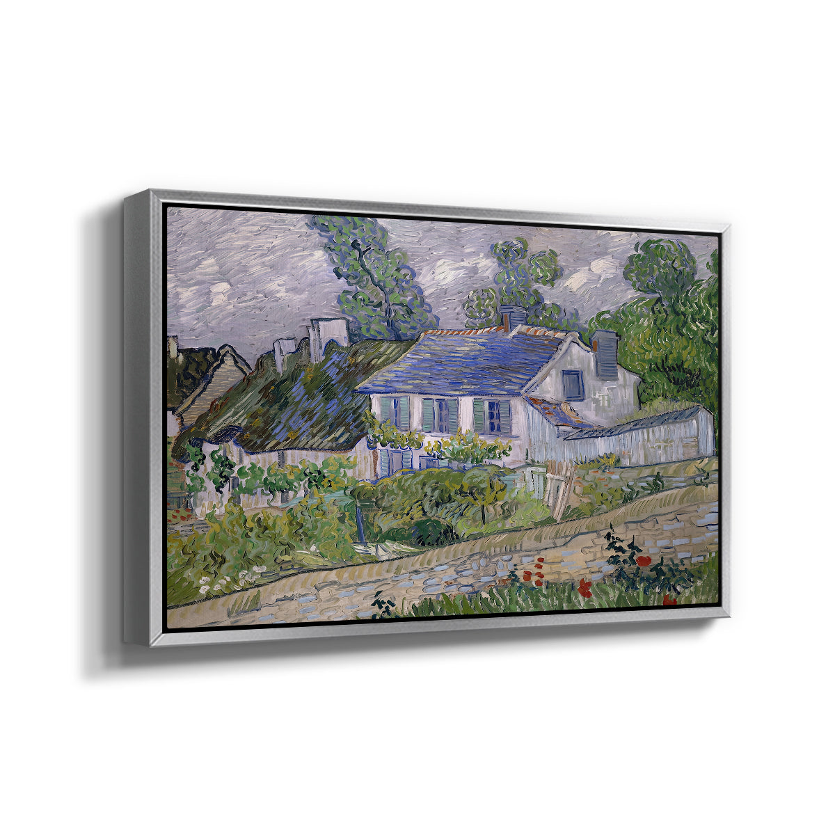Houses in Auvers, 1890 - Floater Framed Canvas Print