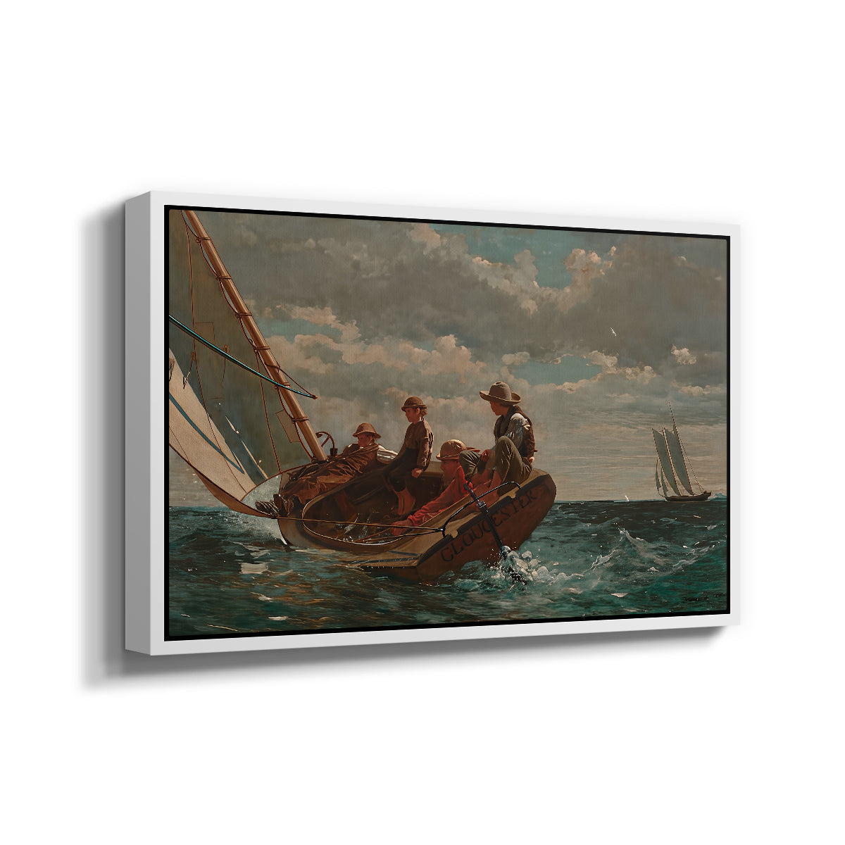 Breezing Up (A Fair Wind), 1873-1876 - Floater Framed Canvas Print