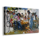 Canvas art print featuring a labor scene with figures handling nets in bright light, displayed at an angle