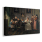 Canvas art print featuring a portrait scene with individuals arranged in formal interior, displayed at an angle