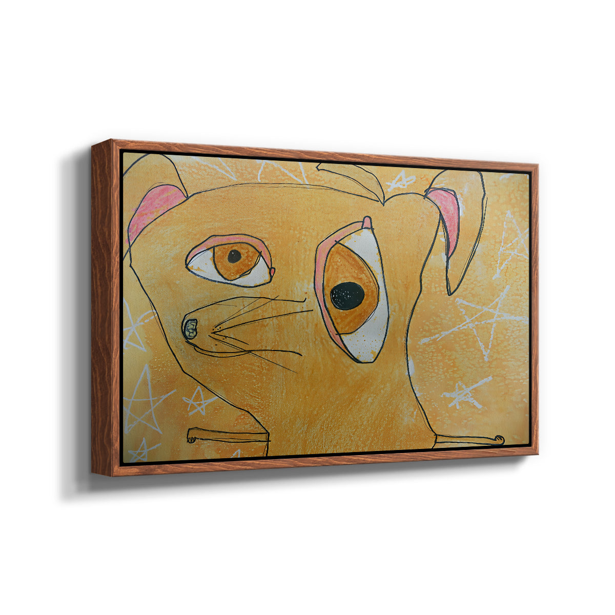 Cubist Dog with Stars (Student Art) - Floater Framed Canvas Print