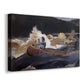 Canvas art print featuring an action scene with vessel moving through rushing water, displayed at an angle
