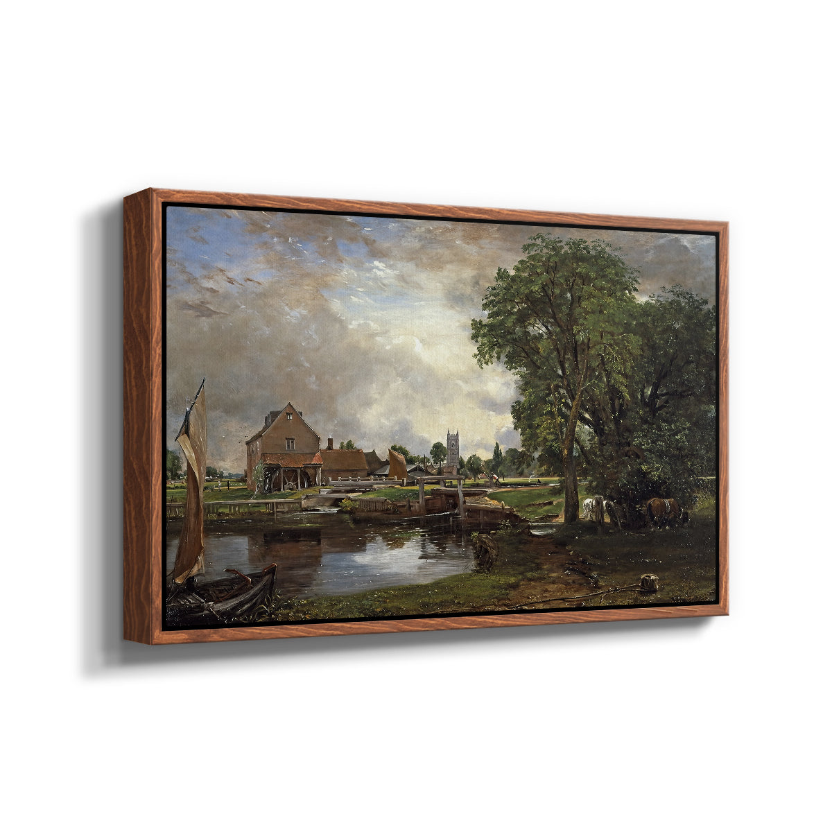 Dedham Lock and Mill, c. 1820 - Floater Framed Canvas Print