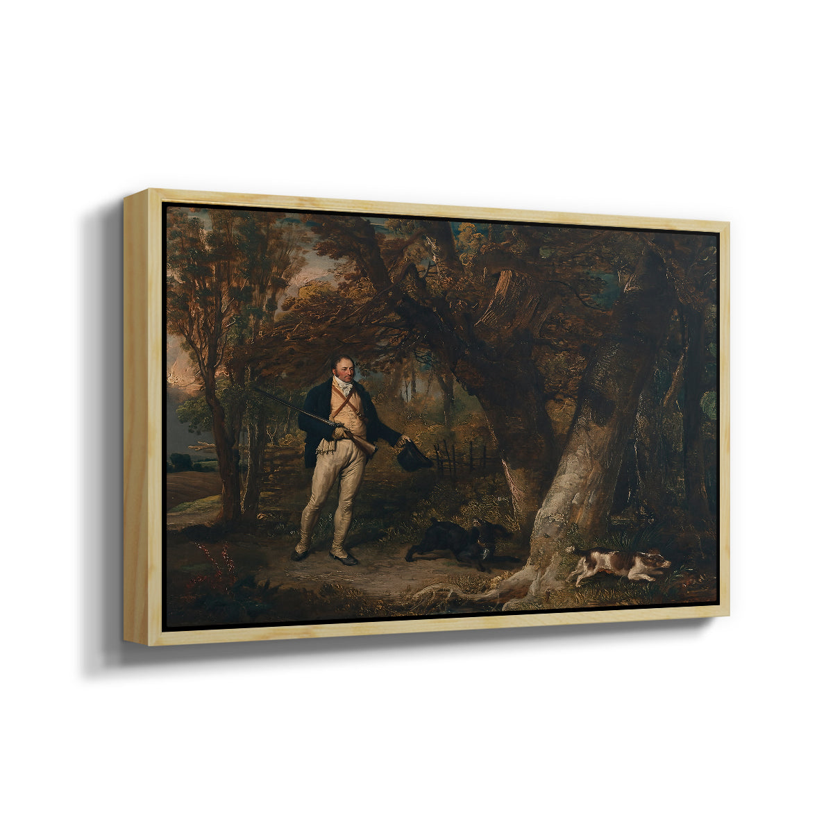 The Reverend Thomas Levett and Favourite Dogs, Cock-Shooting, 1811 - Floater Framed Canvas Print