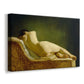 Canvas art print featuring a figure study of reclining body with soft lighting, displayed at an angle