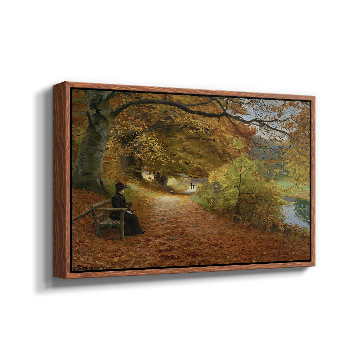 A Wooded Path in Autumn, 1902 - Floater Framed Canvas Print