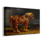 Canvas art print featuring a detailed horse portrait set in expansive countryside, displayed at an angle