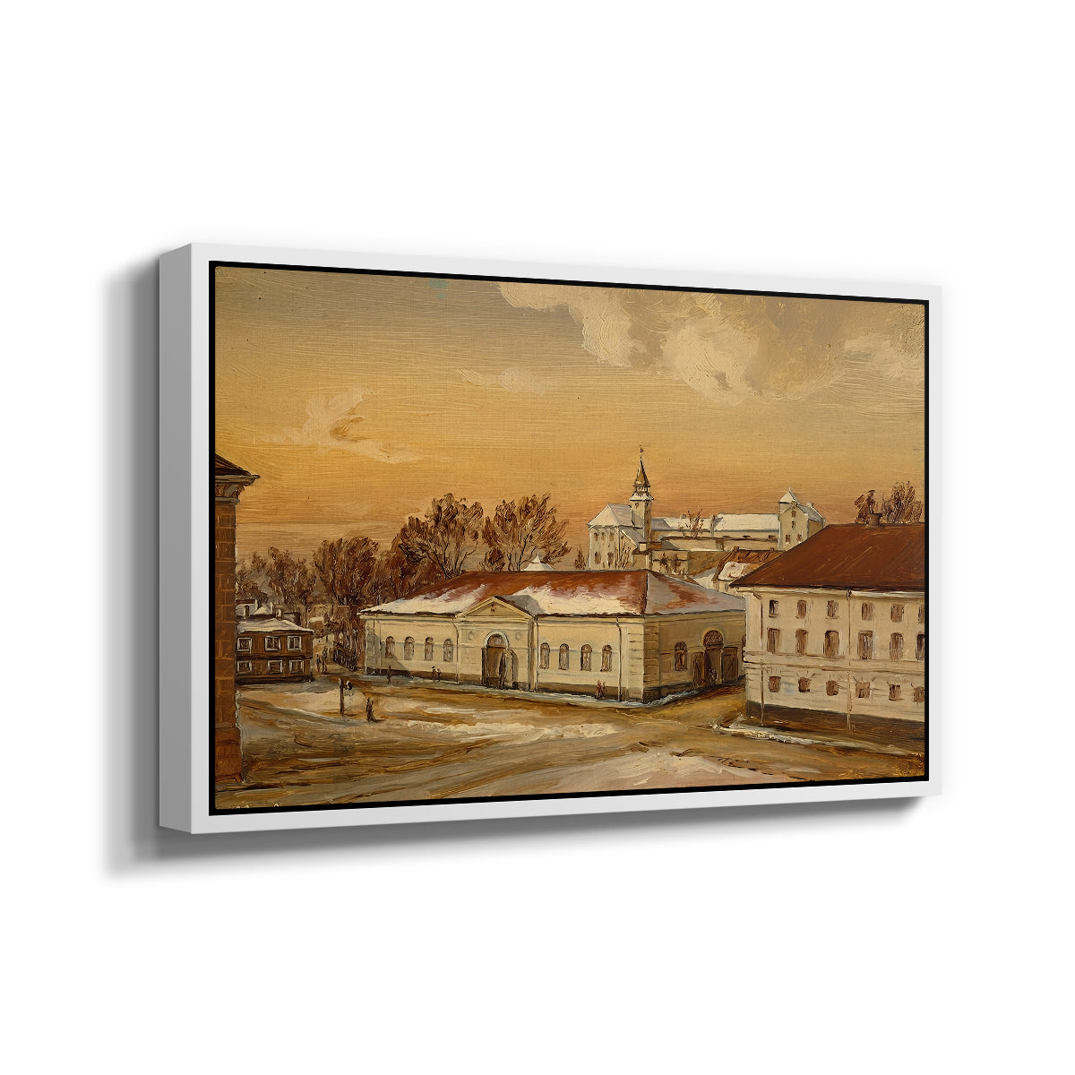 The Riding School at Akershus Castle, 1846 - Floater Framed Canvas Print