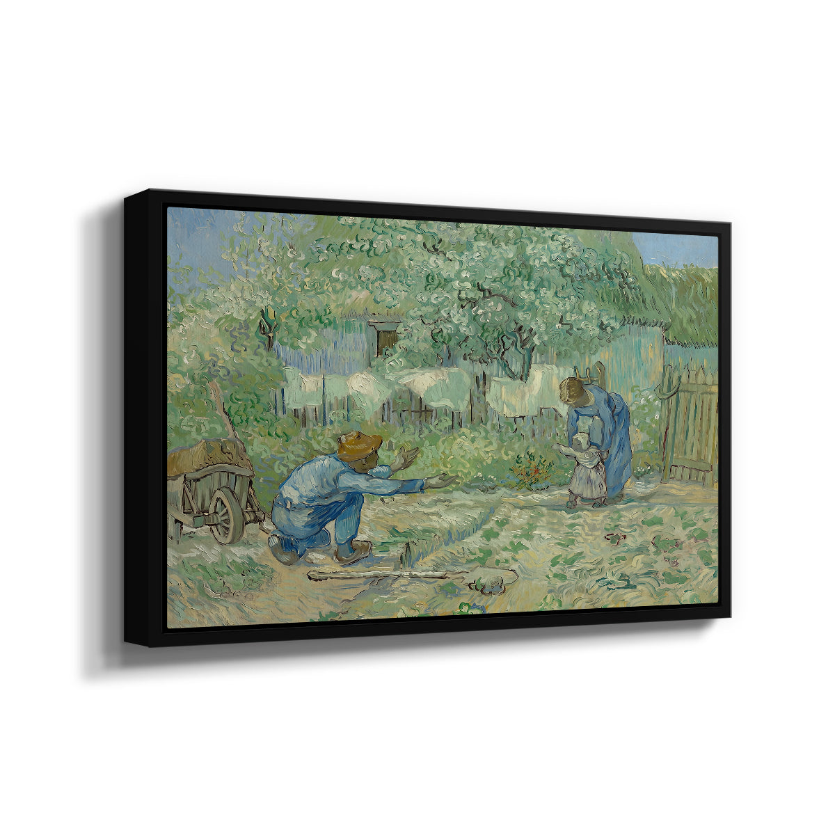 First Steps after Millet, 1890 - Floater Framed Canvas Print